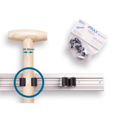 PRAX steelklem rond 35mm. Prijs per 2 stuks in blisterverpakking